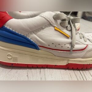 Oncept Leather Women's White Blue and Red Athletic Shoes